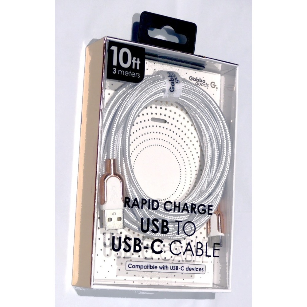 Gabba Goods Rapid‎ Charge USB to USB-C Cable 10 ft Long Compatible